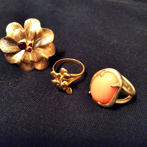 Jewelry - Set of 3 signed goldtone costume rings